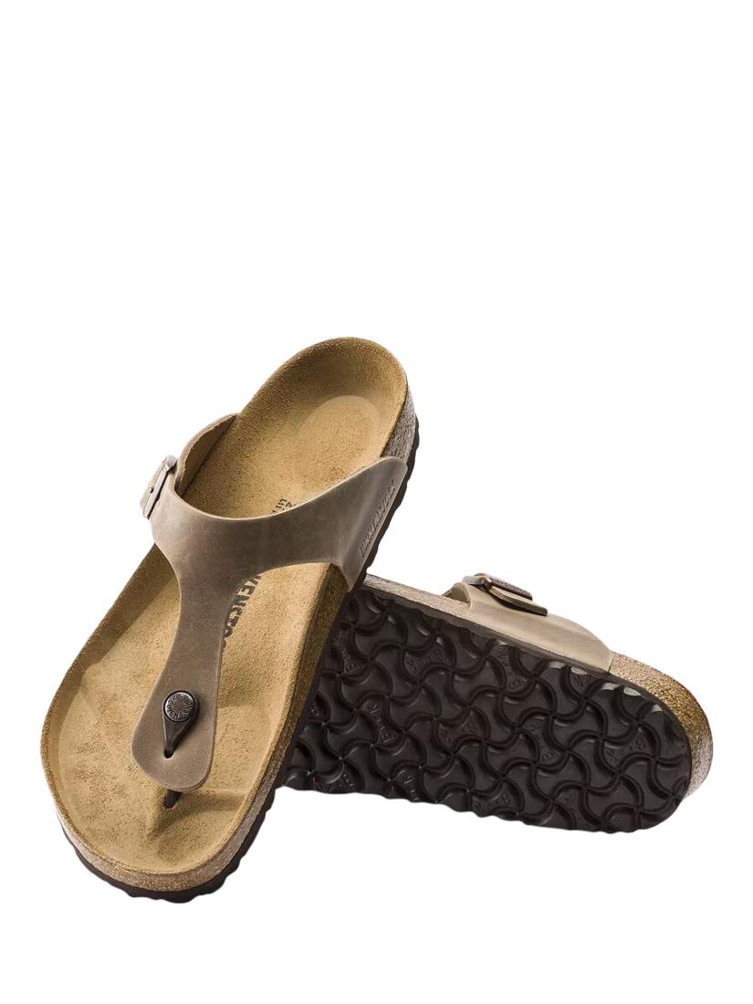 Product image 4 of 4, which shows Birkenstock Gizeh Oiled Nubuck Thong Sandals, Tobacco Brown, EU41