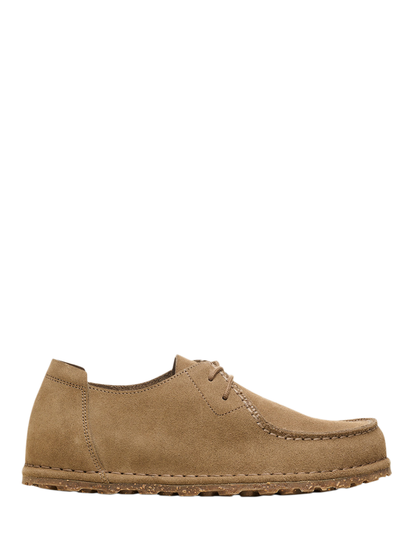 Product image 1 of 3, which shows Birkenstock Utti Suede Lace Detail Moccasins, Grey Taupe, EU41