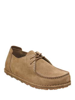 Birkenstock Utti Suede Lace Detail Moccasins, Grey Taupe - view 2, Grey Taupe