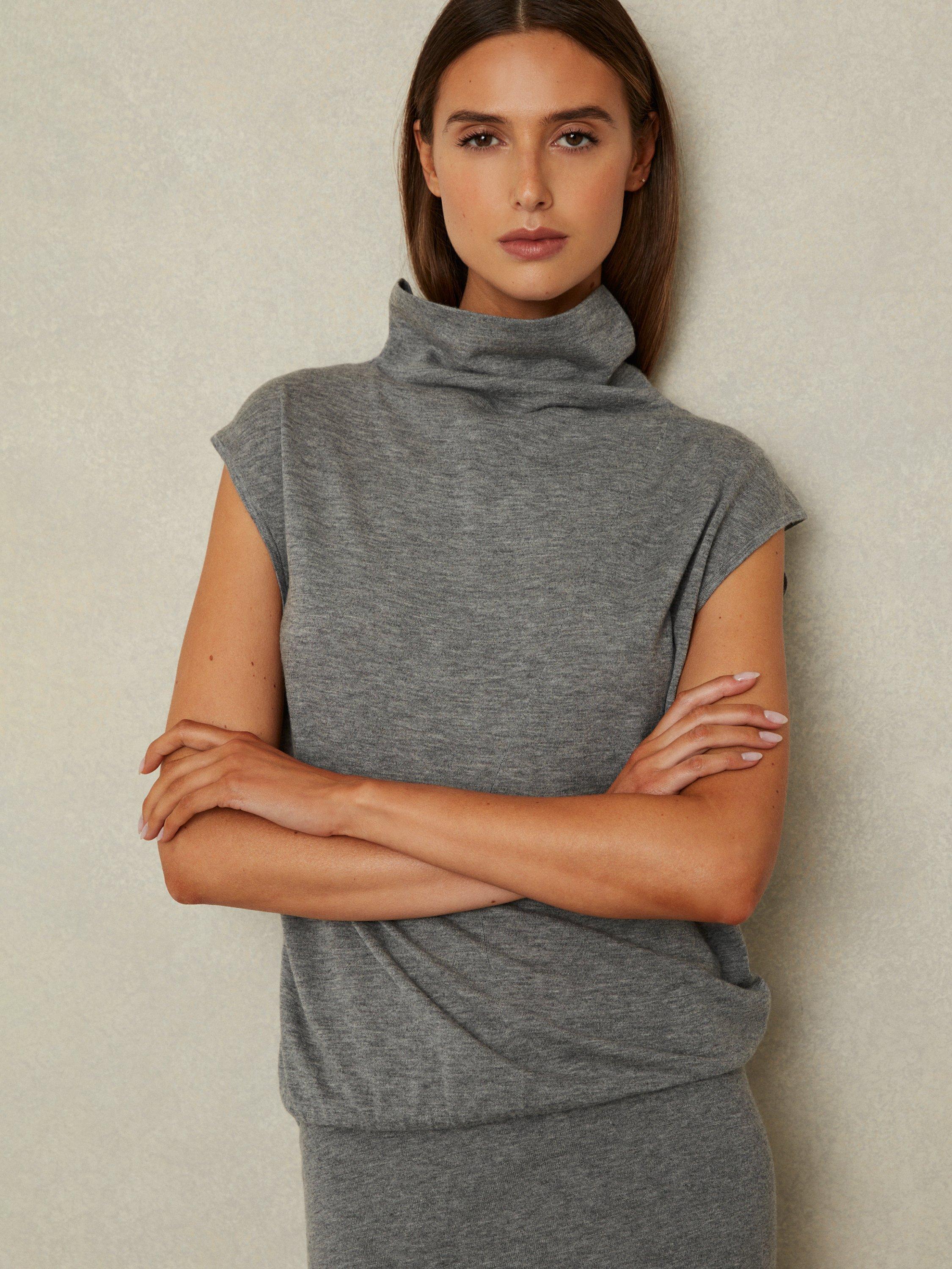 Reiss Petite Hester Knit Dress, Grey