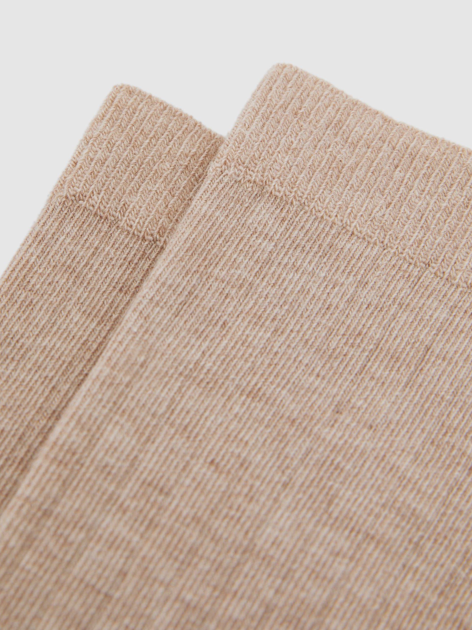 Product image 2 of 2, which shows Reiss Felicia Ribbed Socks, Oatmeal, S-M