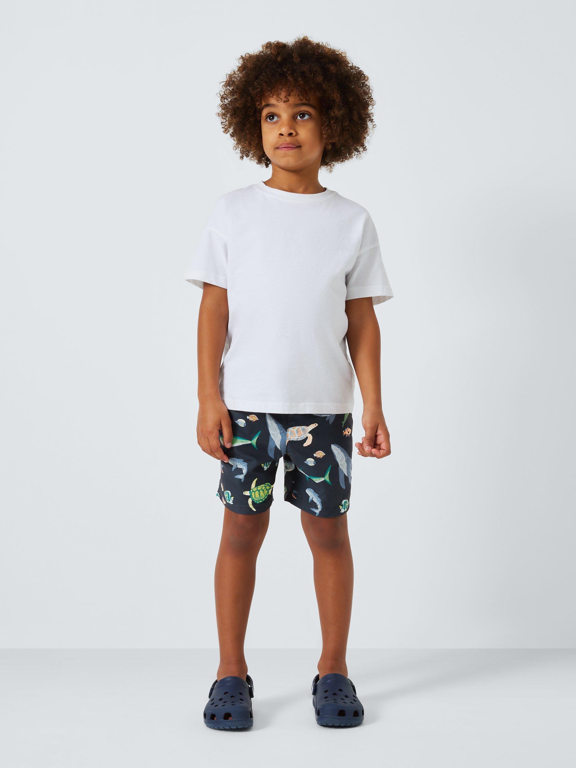 Product image 2 of 7, which shows John Lewis Kids' Sea Animal Swim Shorts, Blue, 2 years