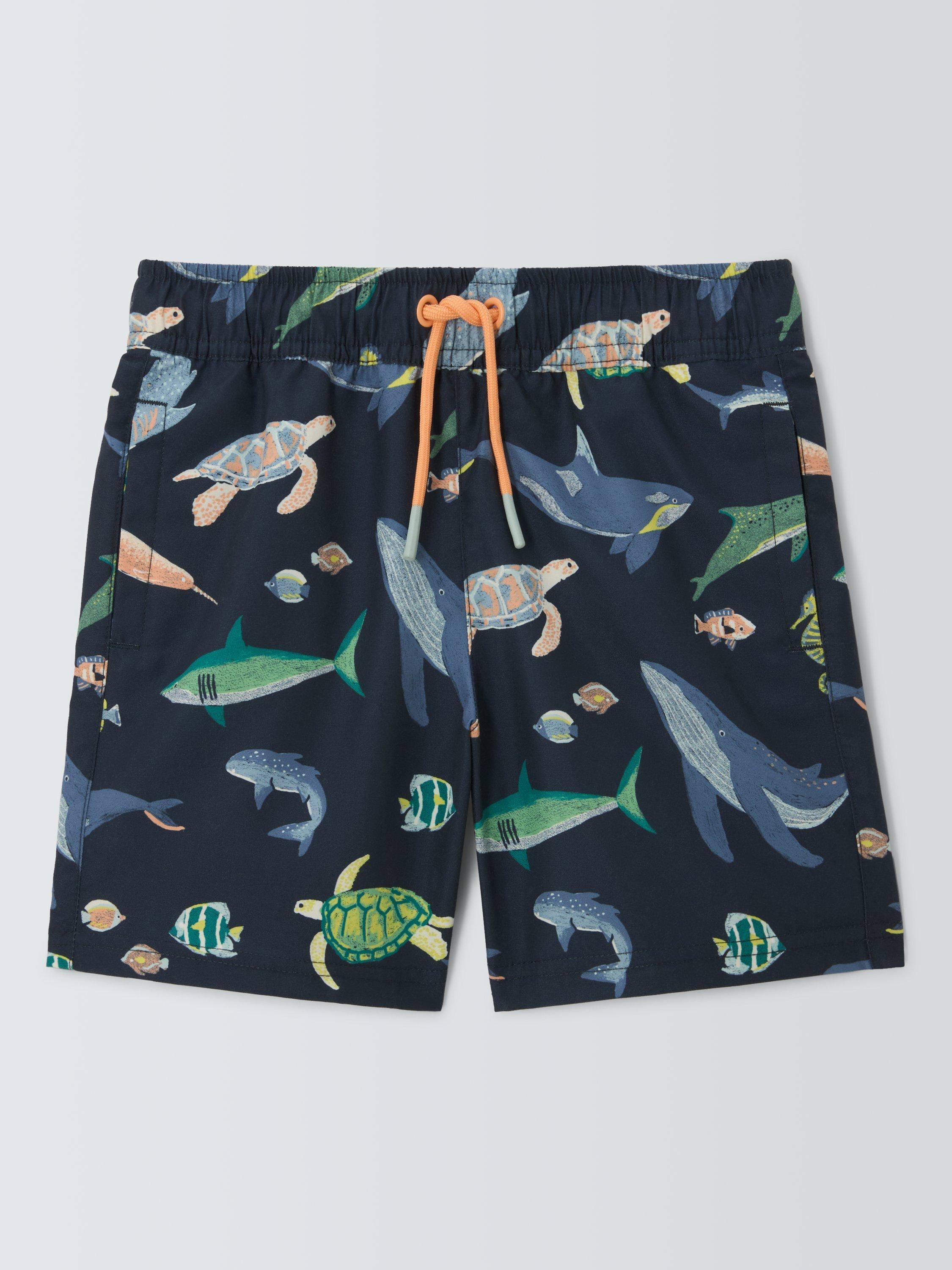 Product image 3 of 7, which shows John Lewis Kids' Sea Animal Swim Shorts, Blue, 2 years