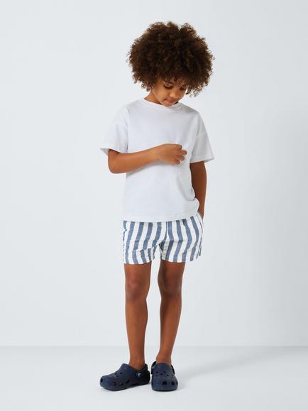 John Lewis Kids' Stripe Swim Shorts, Blue - view 2, Blue