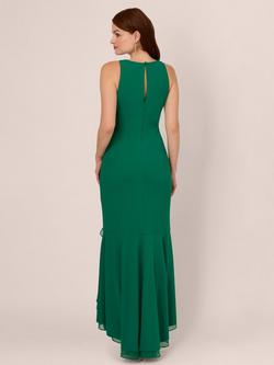 Adrianna Papell Ruffle Crepe Halterneck Dress - view 2, Radiant Emerald