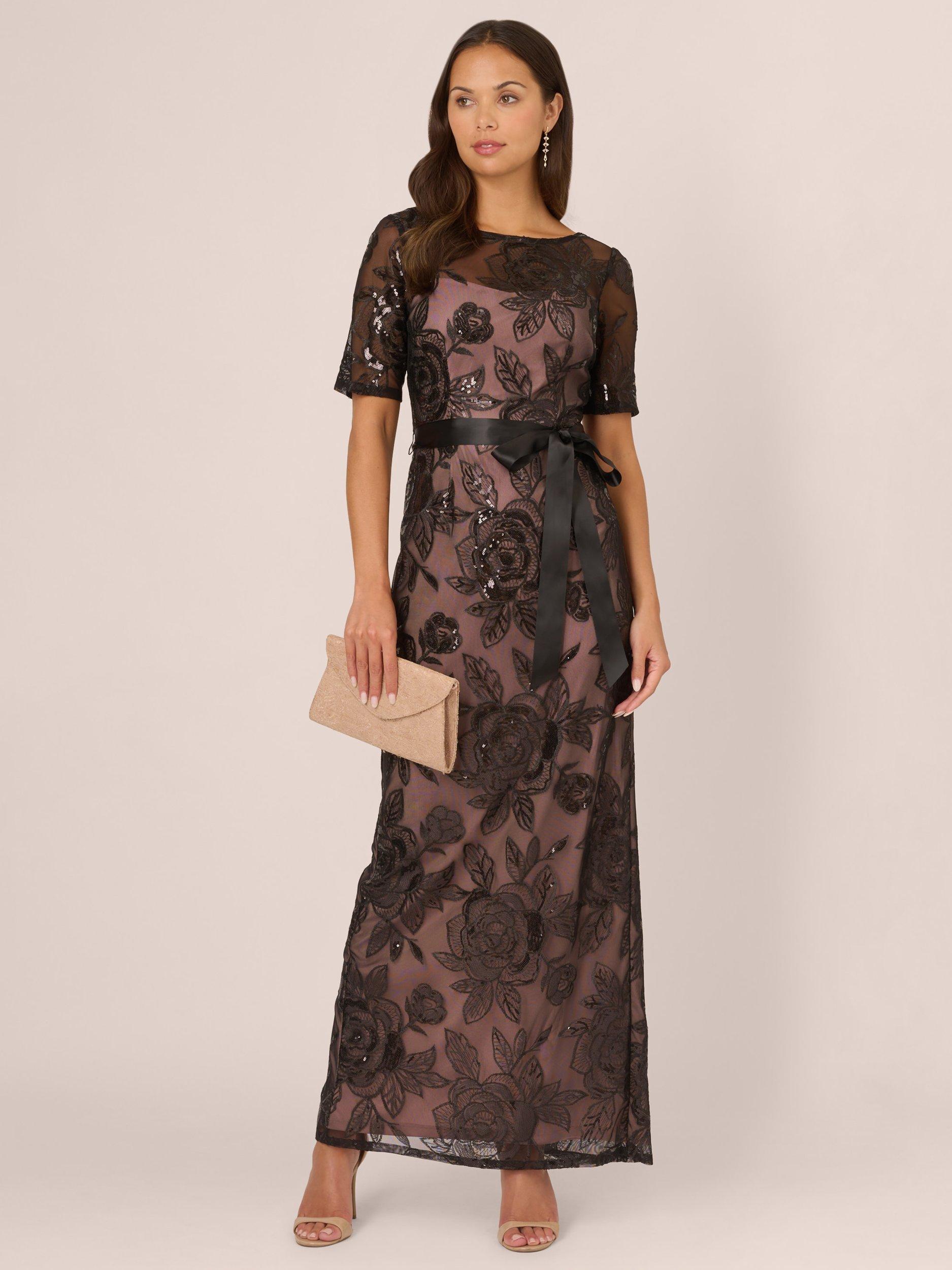Product image 3 of 7, which shows Papell Studio Sequin Lace Mermaid Dress, Black, 6