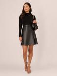 Adrianna Papell Ponte Faux Leather Dress, Black