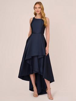 Adrianna Papell Mikado High Low Dress, Midnight, Midnight