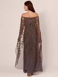 Adrianna Papell Bead Cape Maxi Dress, Moonscape