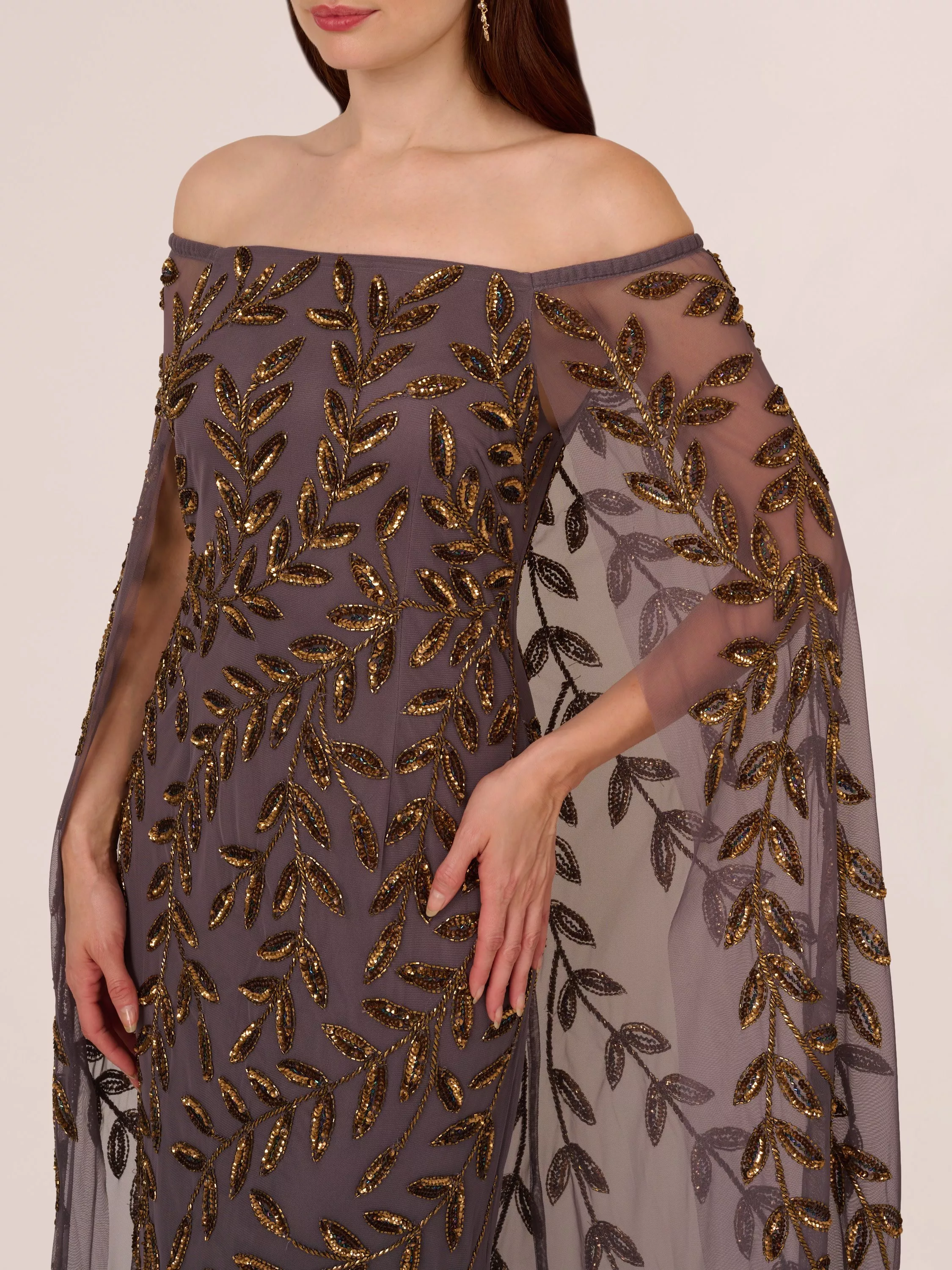 Adrianna Papell Long Beaded Dress Vestido Para Ocasión Especial, Salvia, 38 Mujeres