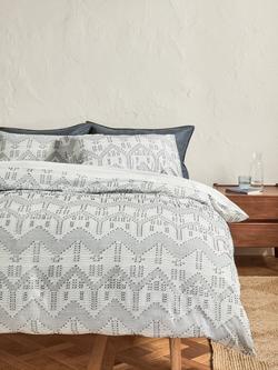 John Lewis Zig Zag Ikat Stripe Duvet Cover Set - view 2, Blue/Multi