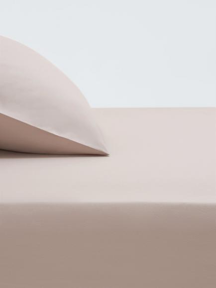 John Lewis Easy Care Organic Cotton 200 Thread Count Fitted Sheets, Latte