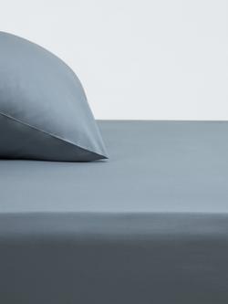 John Lewis Easy Care Organic Cotton 200 Thread Count Fitted Sheets, Pacific Blue
