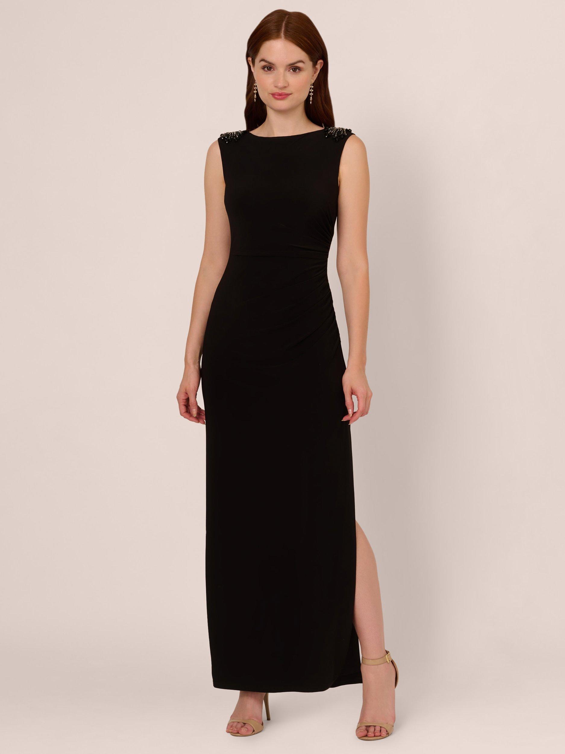 Papell Studio Beaded Shoulder Dress Black