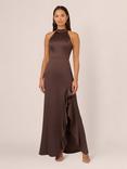 Adrianna Papell Slim Fit Halterneck Dress, Dark Brown