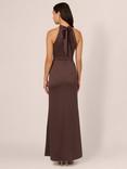 Adrianna Papell Slim Fit Halterneck Dress, Dark Brown