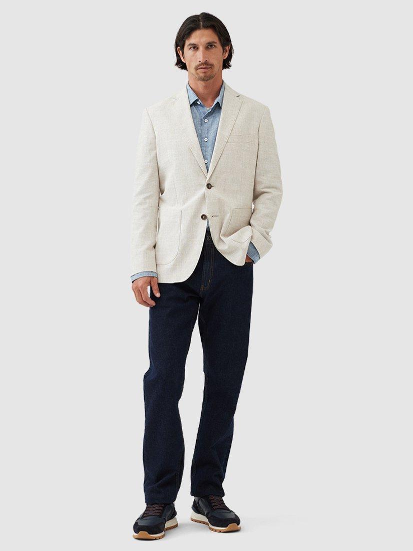 Product image 2 of 5, which shows Rodd & Gunn Chaslands Cotton Linen Slim Fit Blazer, Oatmeal, XL