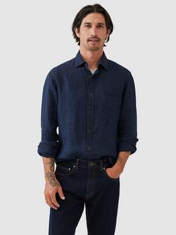 Rodd & Gunn Kingswell Linen Slim Fit Long Sleeve Shirt, Raw Indigo, Raw Indigo