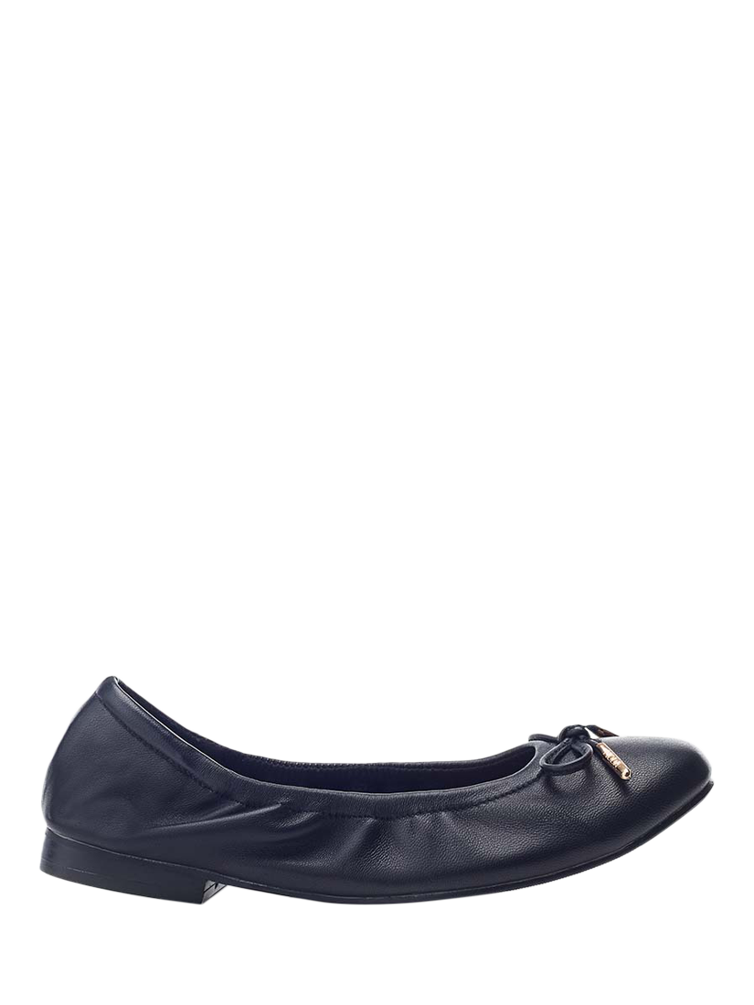 Product image 1 of 4, which shows Moda in Pelle Freyani Leather Bow Detail Ballerina Pumps, Black, 3