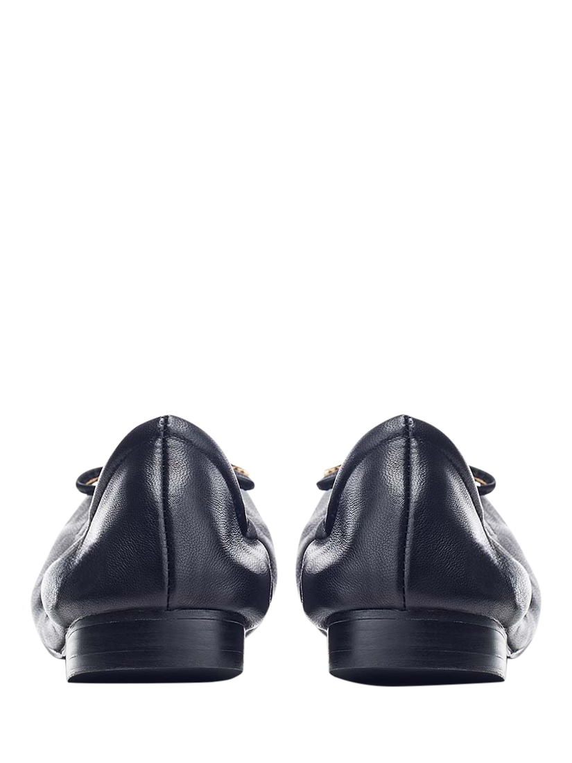 Product image 3 of 4, which shows Moda in Pelle Freyani Leather Bow Detail Ballerina Pumps, Black, 3