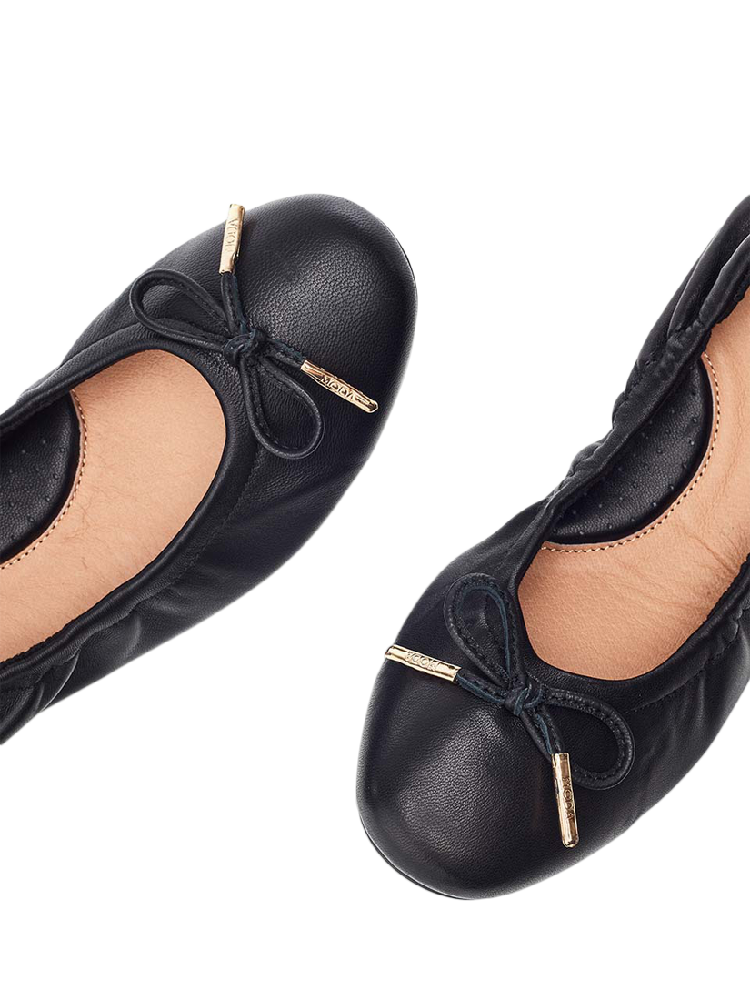 Product image 4 of 4, which shows Moda in Pelle Freyani Leather Bow Detail Ballerina Pumps, Black, 3