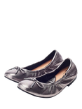 Moda in Pelle Freyani Leather Bow Detail Ballerina Pumps, Pewter