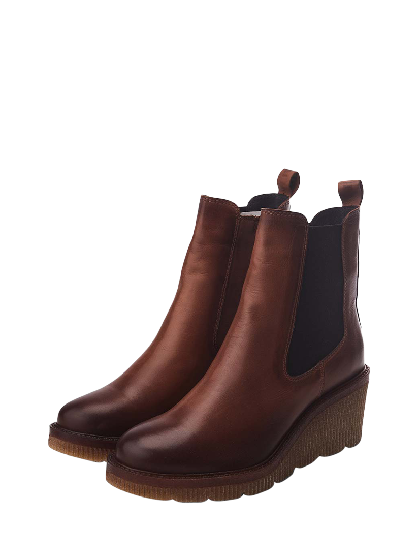 Product image 2 of 4, which shows Moda in Pelle Audyn Leather Wedge Heel Ankle Boots, Tan, 3