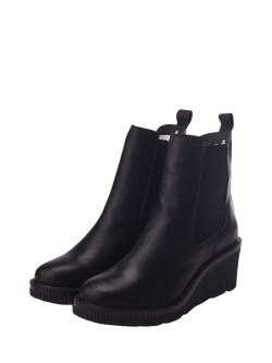Moda in Pelle Audyn Leather Wedge Heel Ankle Boots - view 2, Jet Black