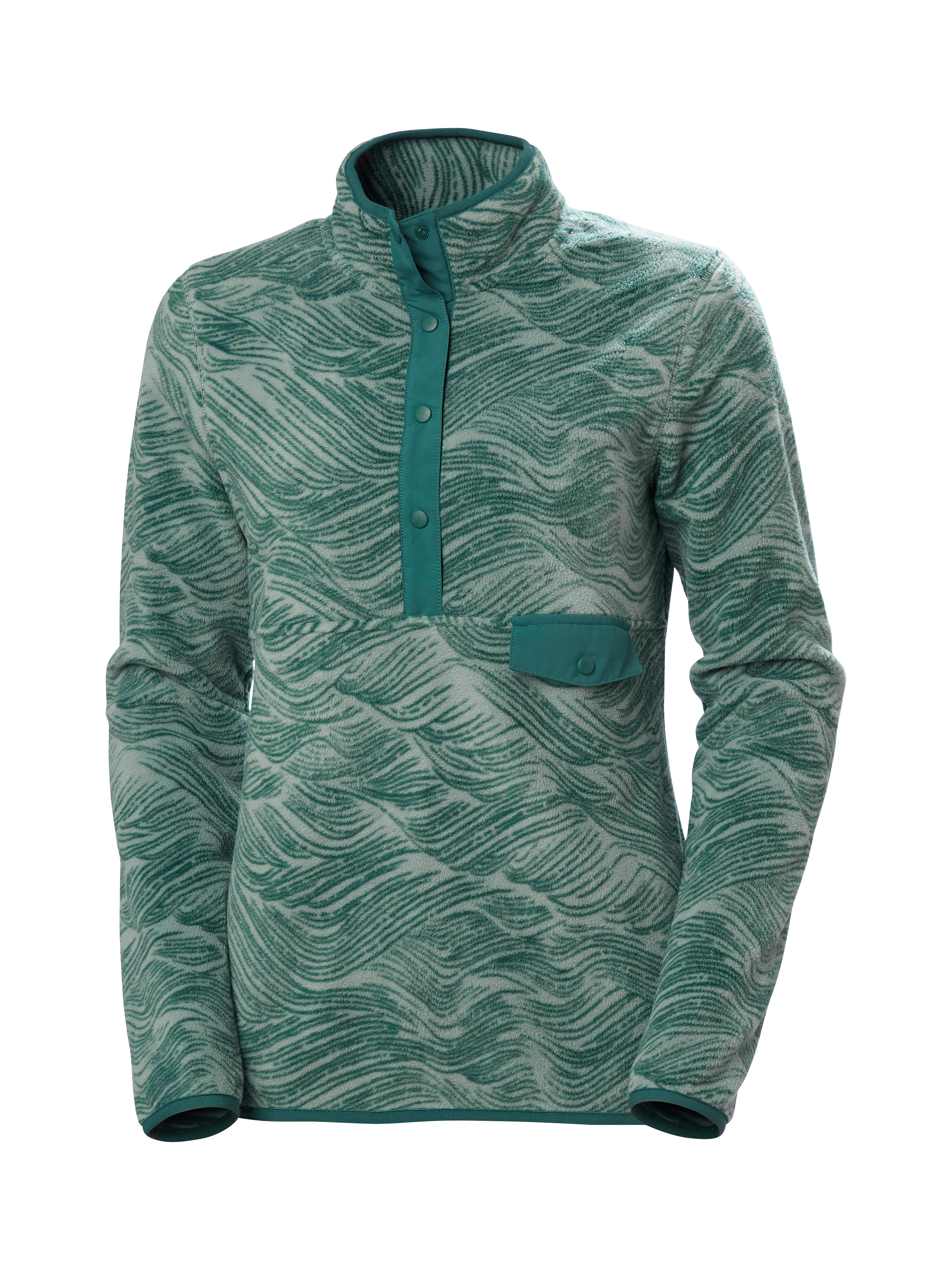 Product image 4 of 5, which shows Helly Hansen Women's Maridale Fleece Pullover Top, Cactus Wave Aop, S