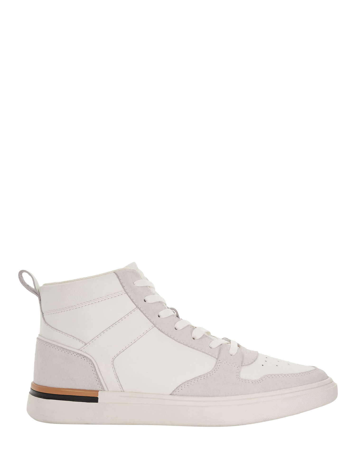 Dune Strictly Leather Hi-Top Trainers, White-Leather