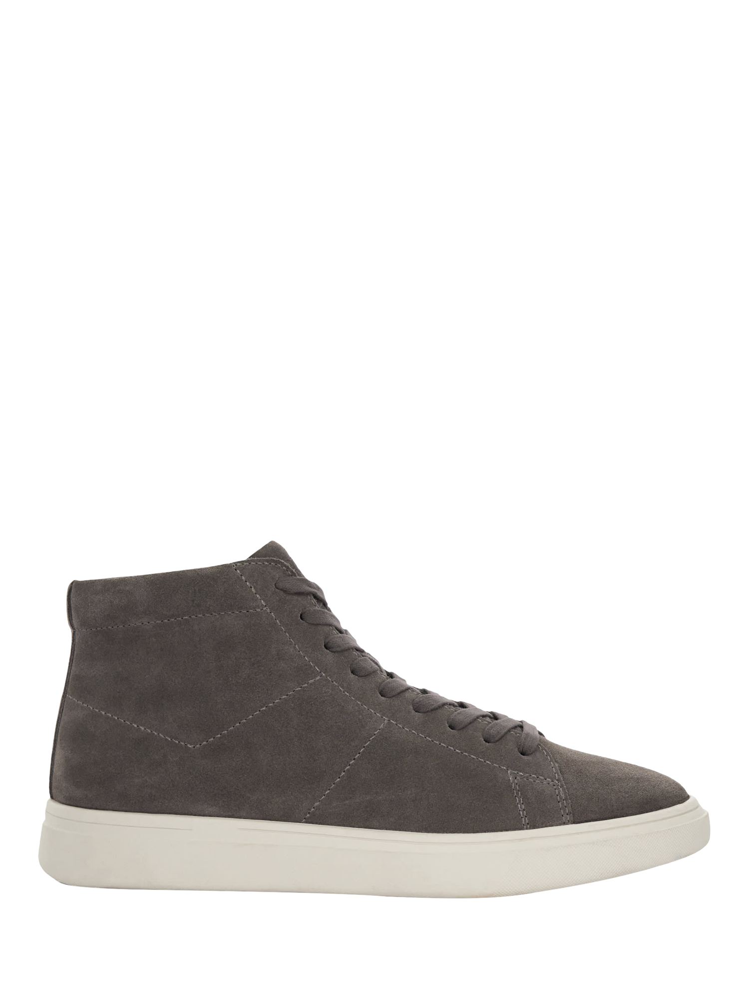 Product image 1 of 6, which shows Dune Sycamour Suede Lace Up Hi-Top Trainers, Grey, 7