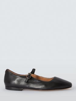 John Lewis Harrietta Wide Fit Mary Jane Leather Pumps, Black, Black