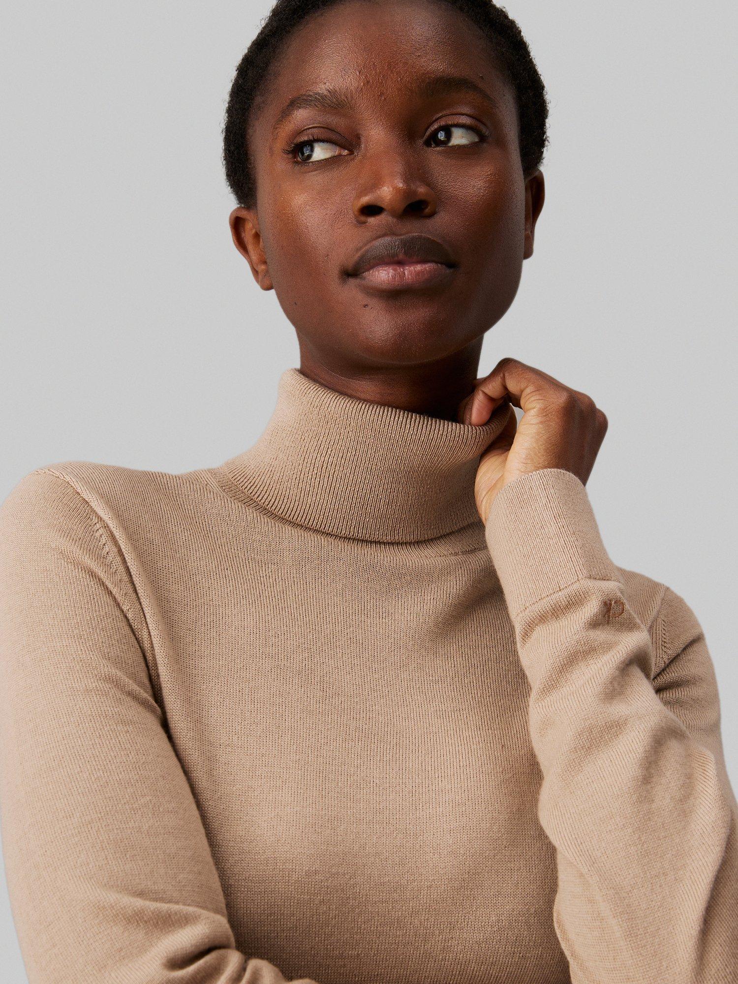 Product image 3 of 5, which shows Calvin Klein Jeans Merino Wool Roll Neck Jumper Dress, Amphora, XL