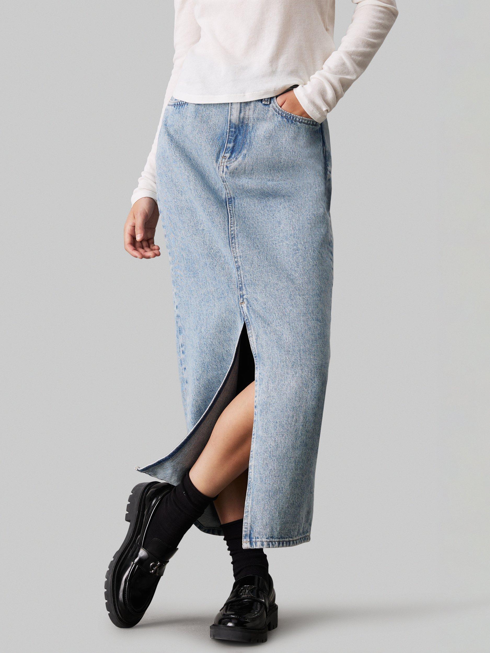 Calvin Klein Jeans Denim Maxi Skirt Light Blue