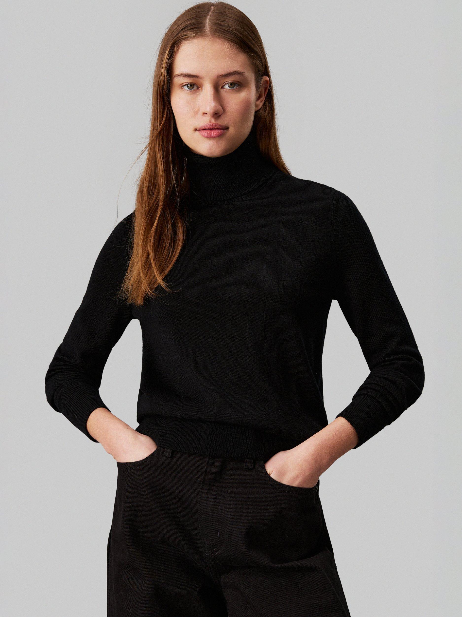 Calvin Klein Jeans Merino Wool Roll Neck Jumper Black