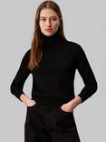 Calvin Klein Jeans Merino Wool Roll Neck Jumper, Black