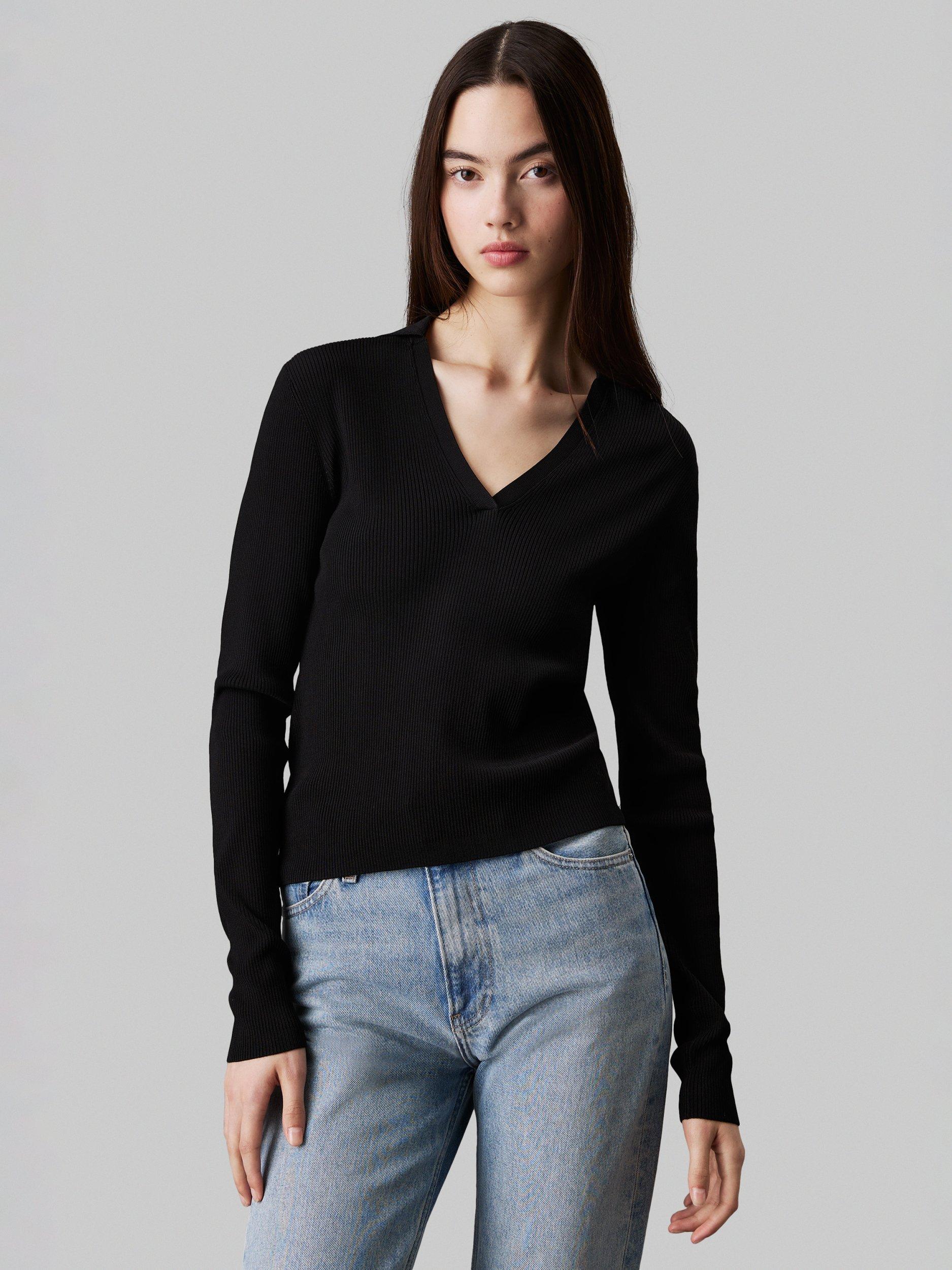 Calvin Klein Jeans V Neck Jumper Black