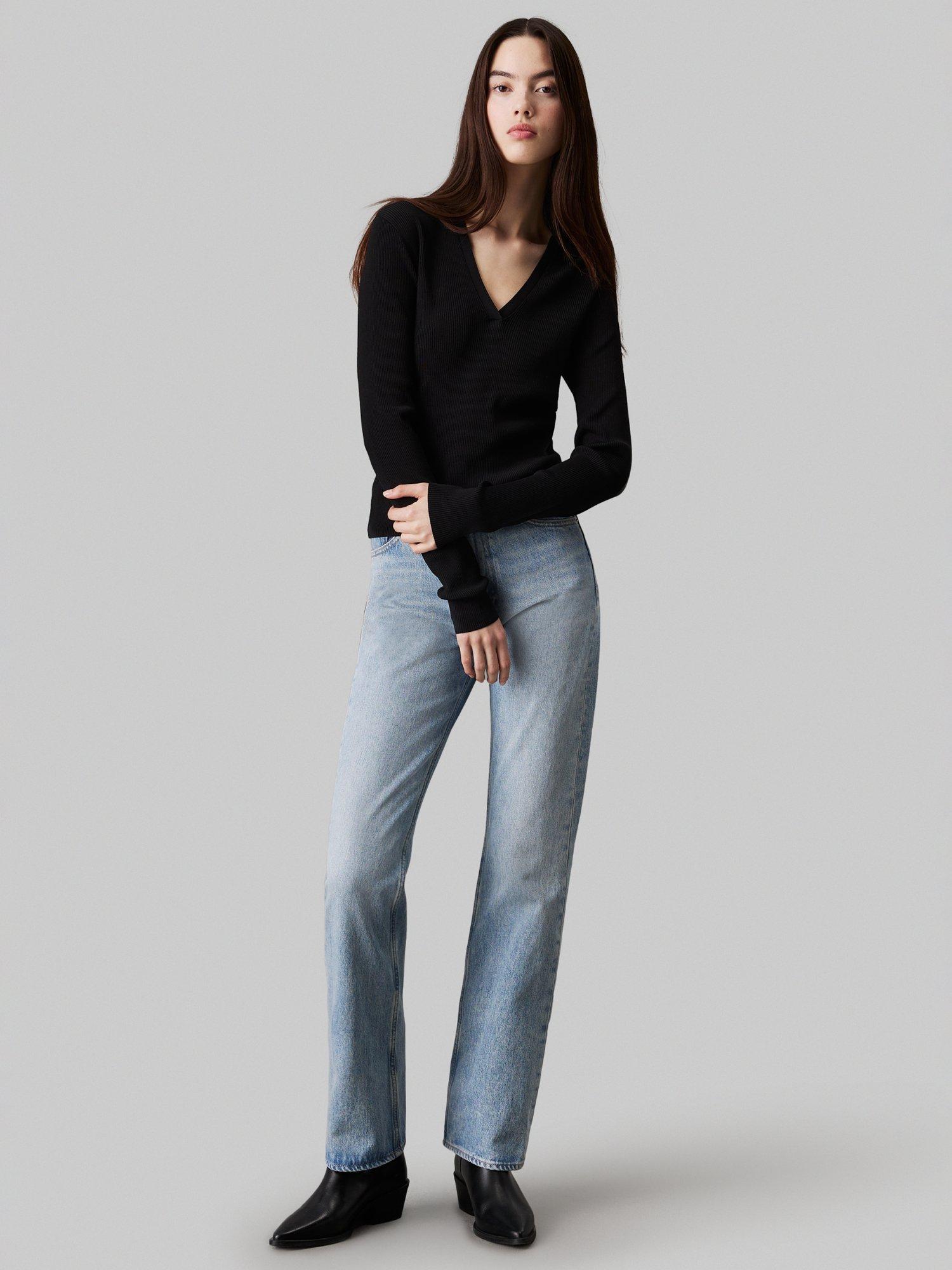 Product image 4 of 4, which shows Calvin Klein Jeans V-Neck Jumper, Black, M