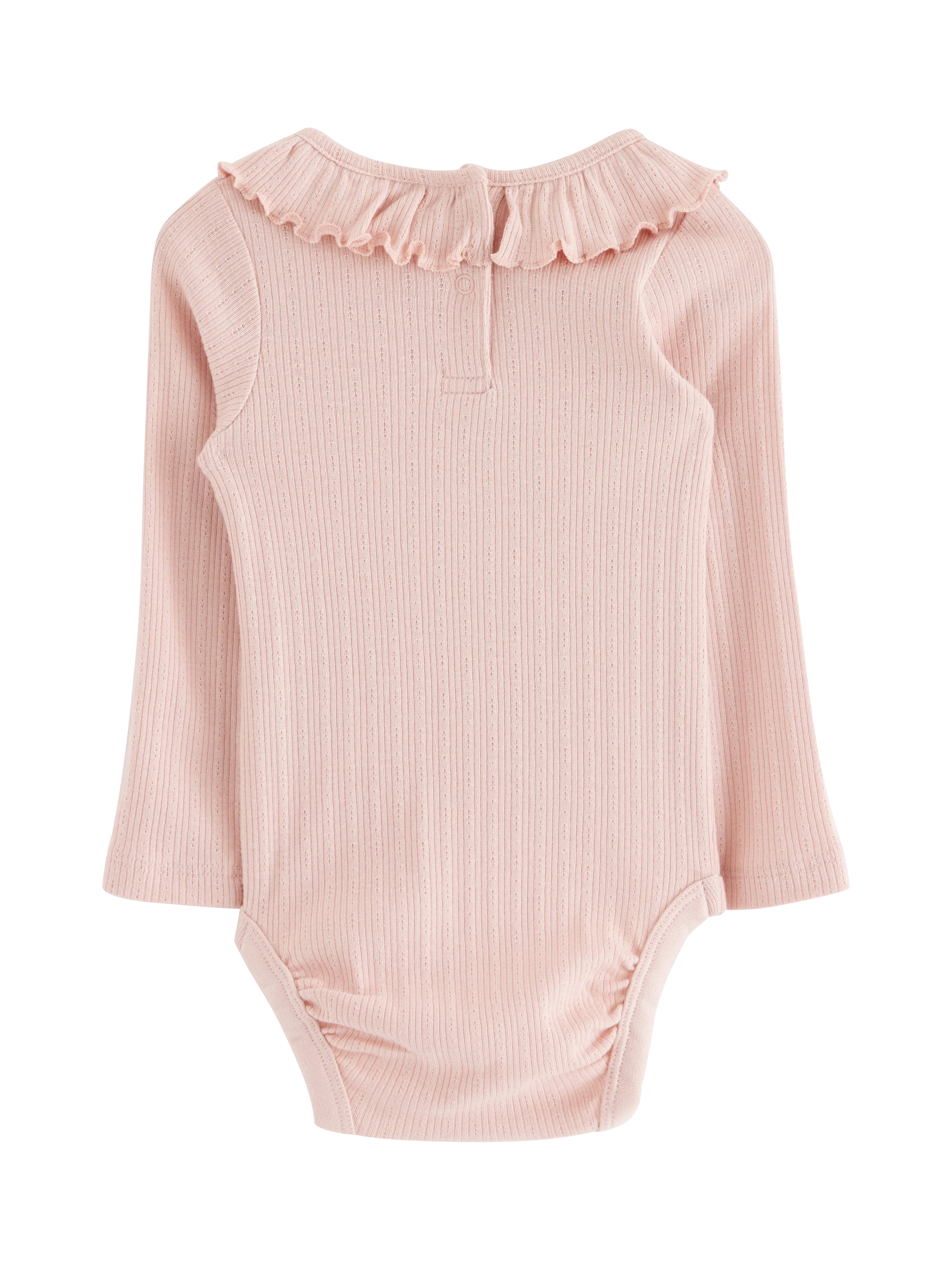 Product image 2 of 3, which shows Lindex Baby Organic Cotton Long Sleeve Bodysuit, Light Dusty Pink, 4-6 months
