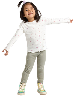 Lindex Kids' Comfy Leggings, Dusty Green, Dusty Green