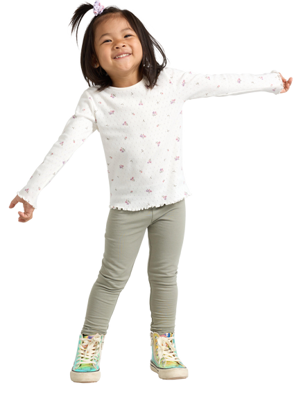 Lindex Kids' Comfy Leggings, Dusty Green, Dusty Green
