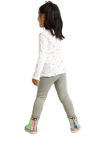 Lindex Kids' Comfy Leggings, Dusty Green - view 2, Dusty Green