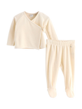 Lindex Baby Velour Cardigan & Trousers Set, Light Beige