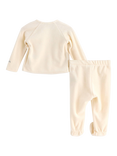 Lindex Baby Velour Cardigan & Trousers Set, Light Beige