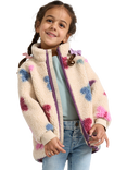 Lindex Kids' Cosy Pile Butterfly Jacket, Light Beige