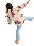 Lindex Kids' Cosy Pile Butterfly Jacket, Light Beige