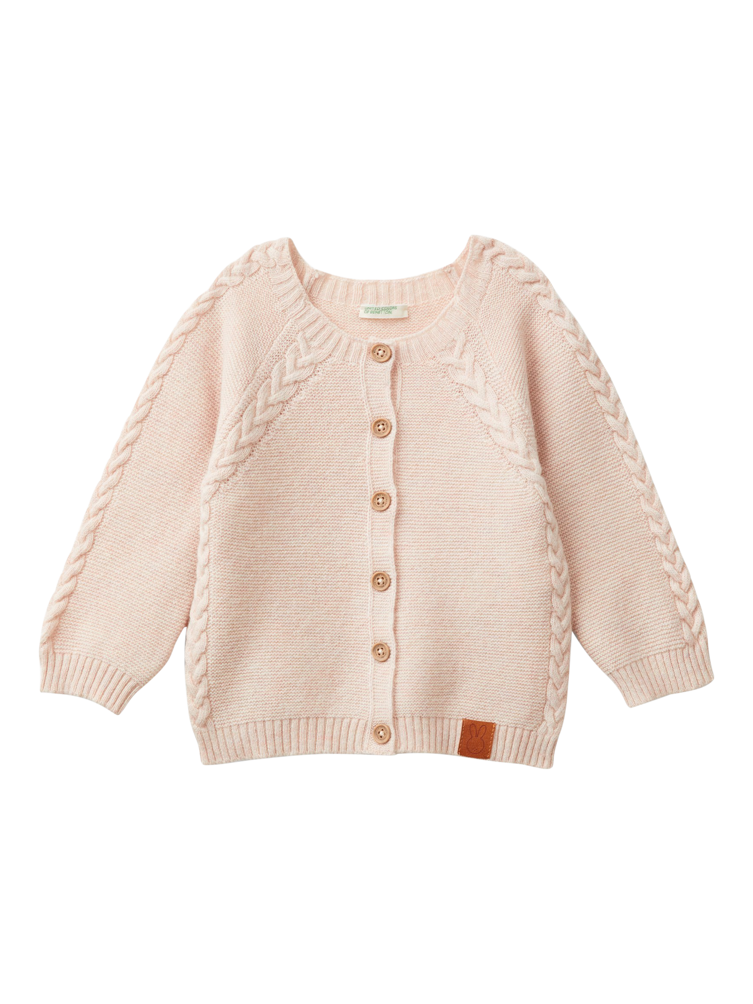 Benetton Baby Link Cable Stitch Knitted Cardigan Pink