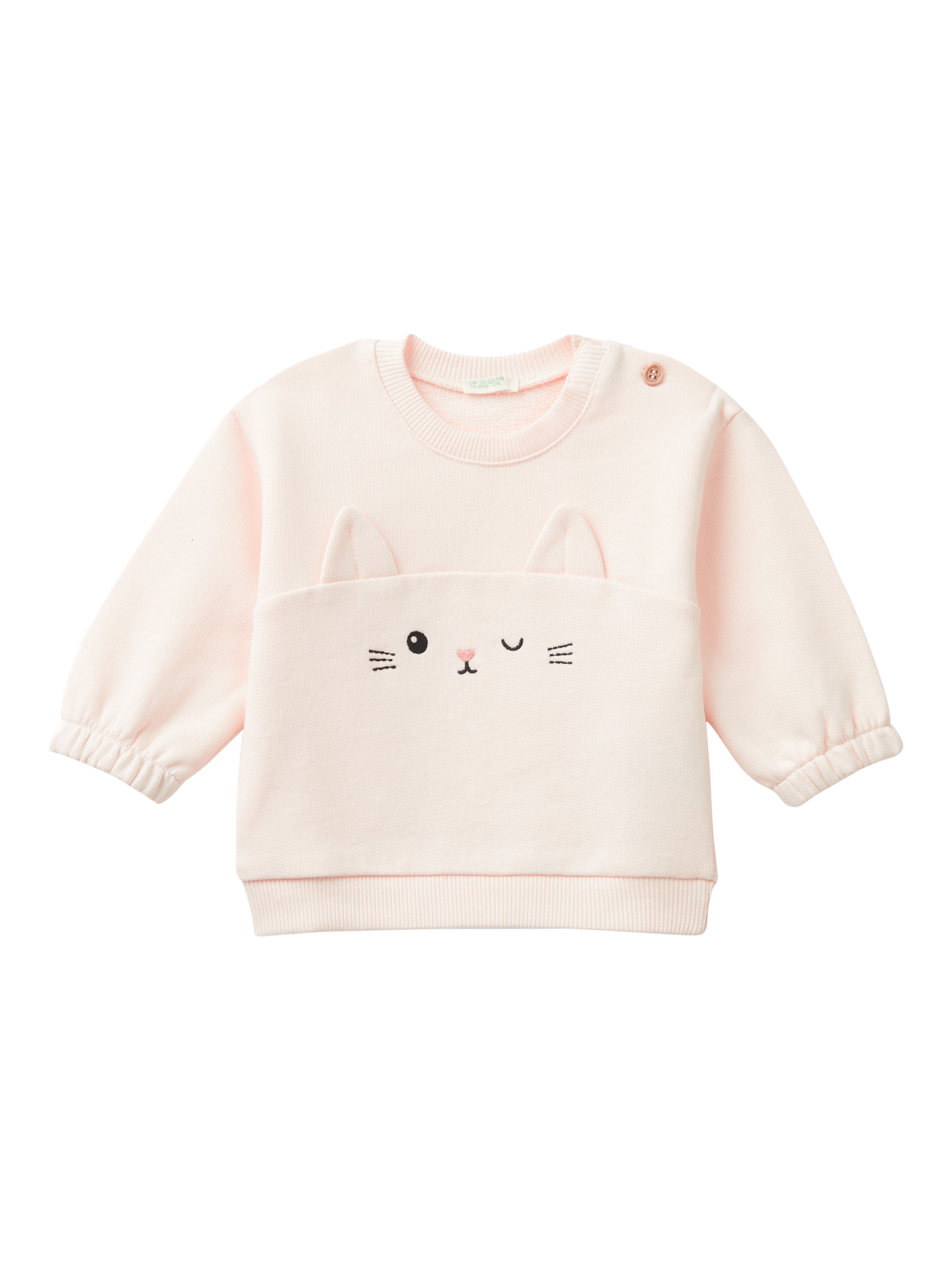Benetton Baby Animal Embroidered Sweatshirt, Light Powder
