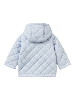 Benetton Baby Quilted Hooded Jacket,  Light Blue Powder - view 2, Light Blue Powder