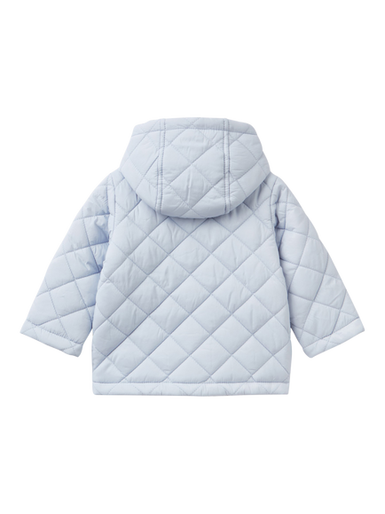 Benetton Baby Quilted Hooded Jacket,  Light Blue Powder - view 2, Light Blue Powder